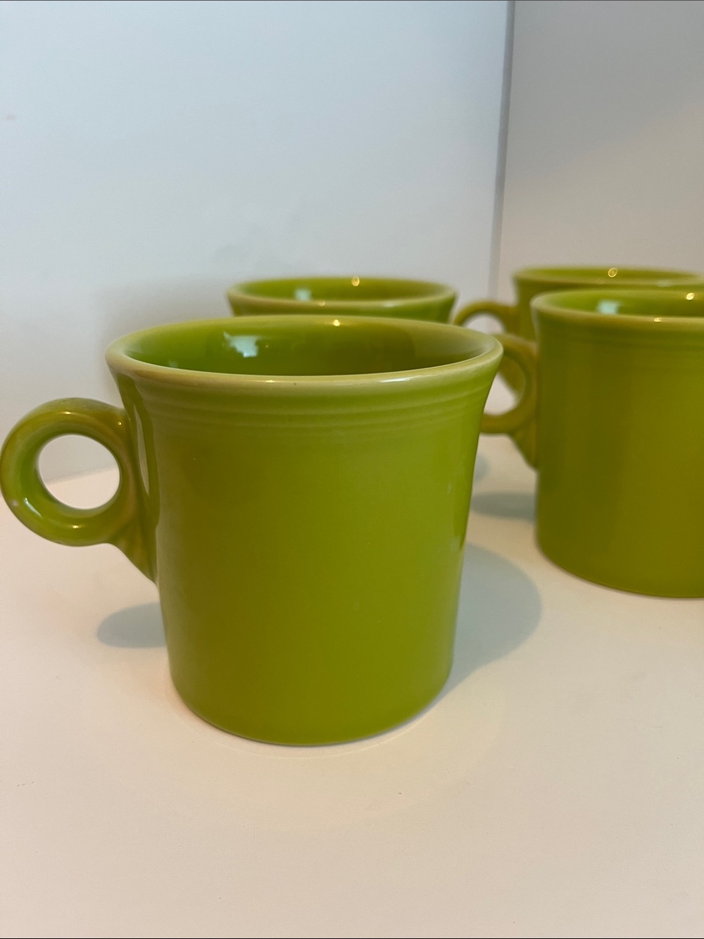 Fiestaware  6 Kiwi Green Ceramic Mugs with Round Loop Handle